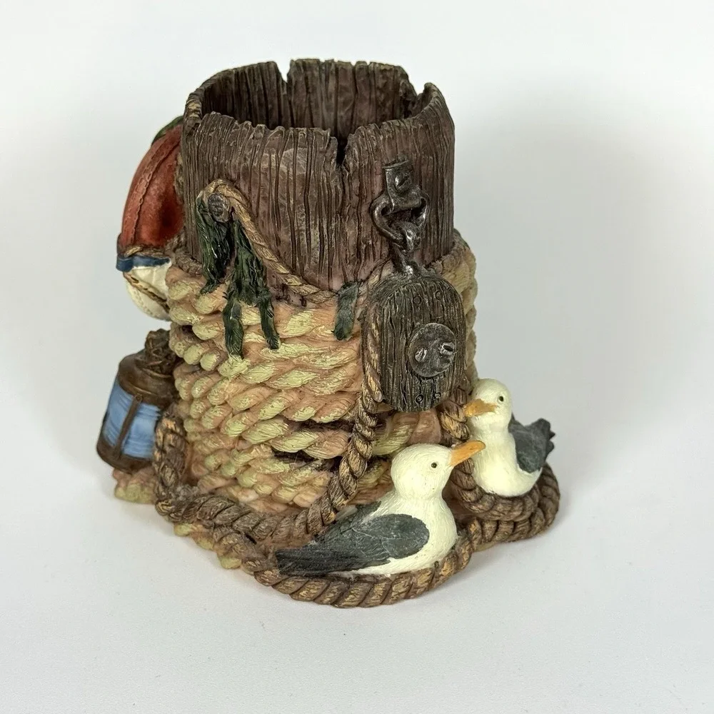 Pen Pencil Cup Holder Pier Design FIGI #22184 Resin Desk Office Seagull Rope Vtg